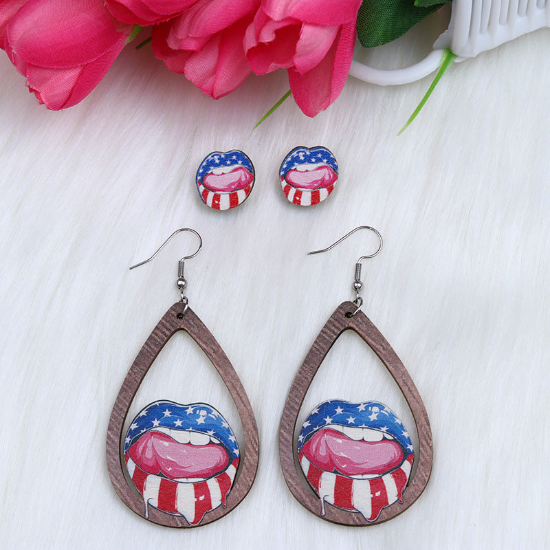 Pendientes de madera de madera del corazón de la hoja del águila del círculo del círculo al por mayor